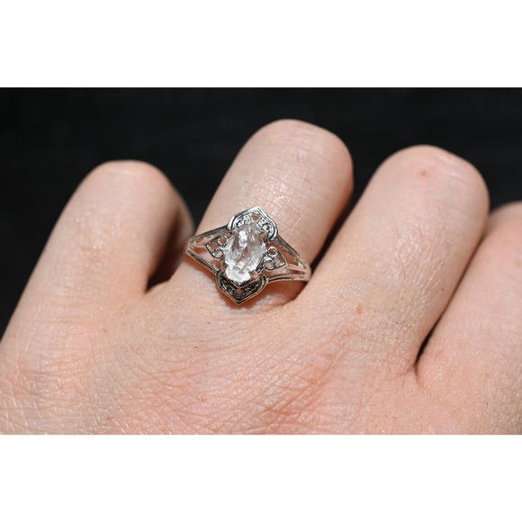 Art Deco Ring Raw Diamond Ring Rough Diamond Ring promise anniversary gi… - Picture 1 of 5